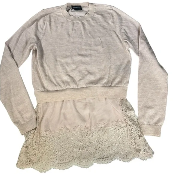 A376 Club Monaco Wool Two layer slip long sleeve top sweater - Picture 4 of 9